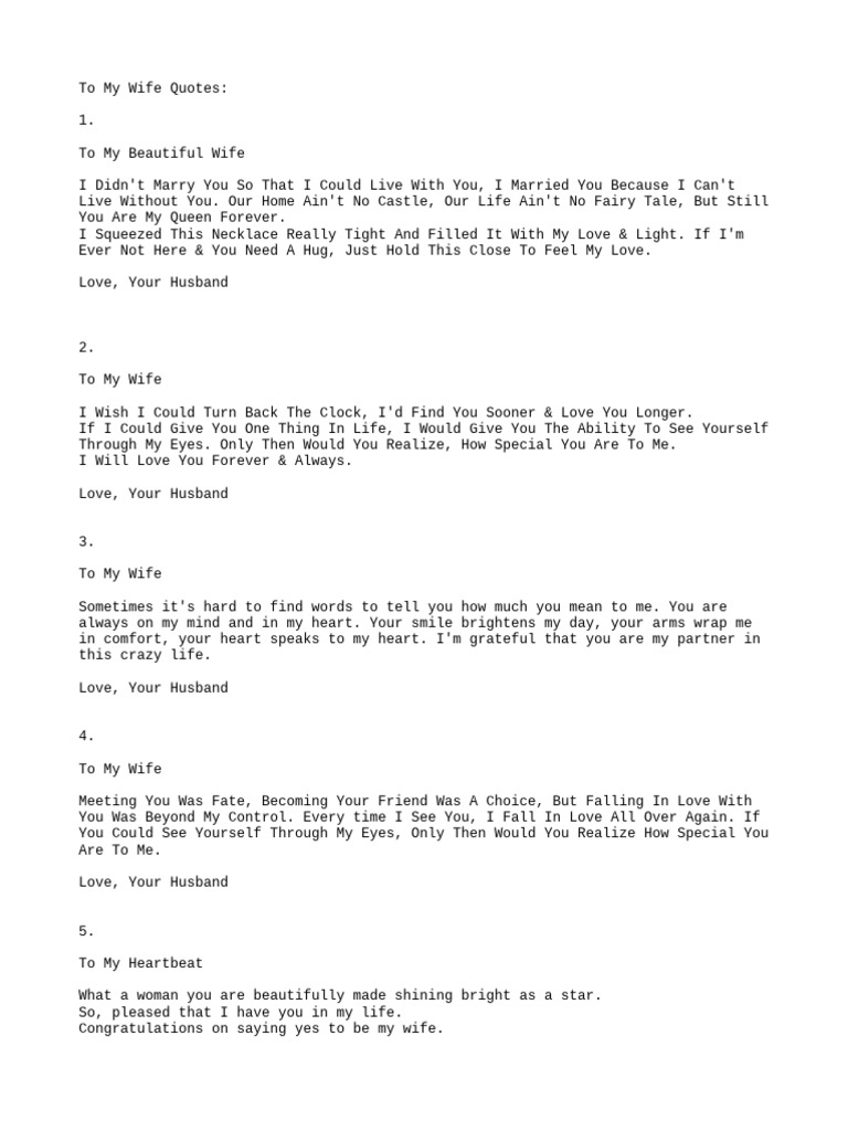 To My Wife Quotes PDF