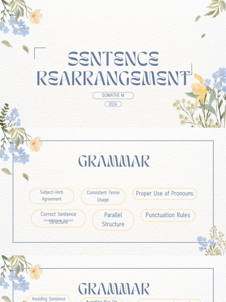 GR - 11 Rearrangement of Sentence | PDF