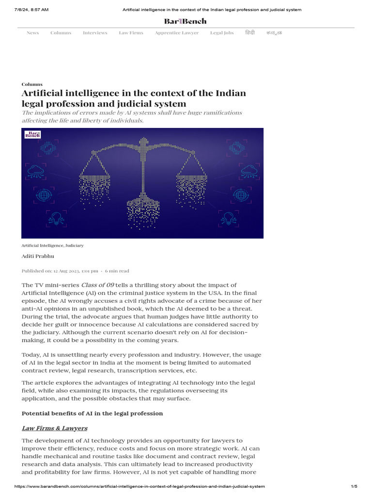 AI's Impact on India's Legal System | PDF | Artificial Intelligence ...