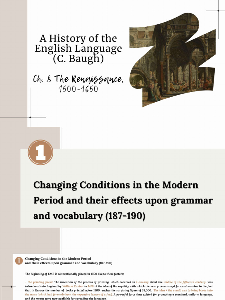 A History of The English Language C Baugh CH 8 The Renaissance | PDF