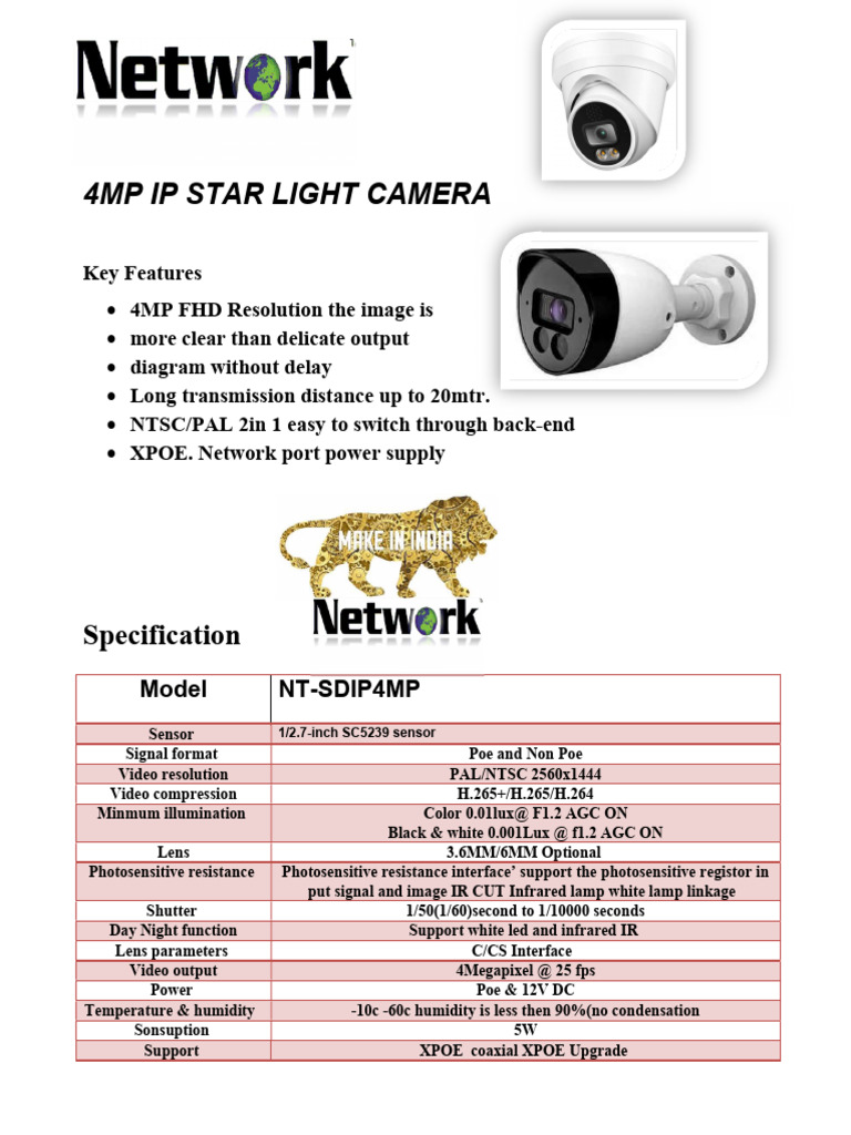 4MP Ip Dome Bullet S L | PDF