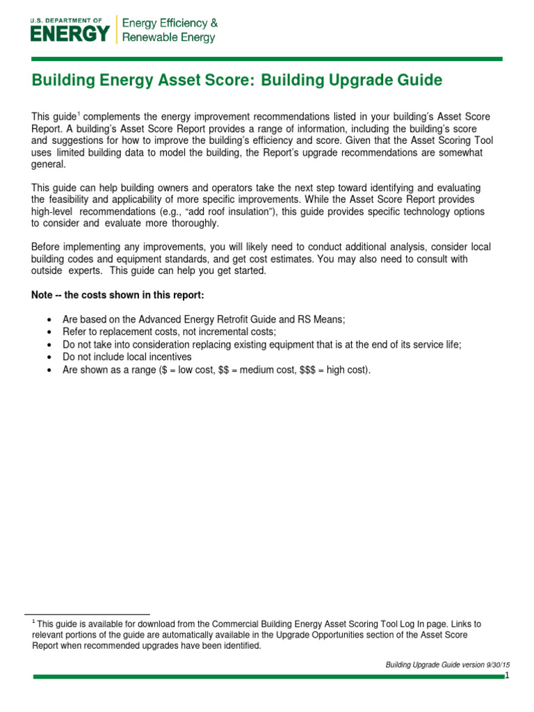 Energy Asset Score Recommendations Guide | PDF | Building Insulation ...