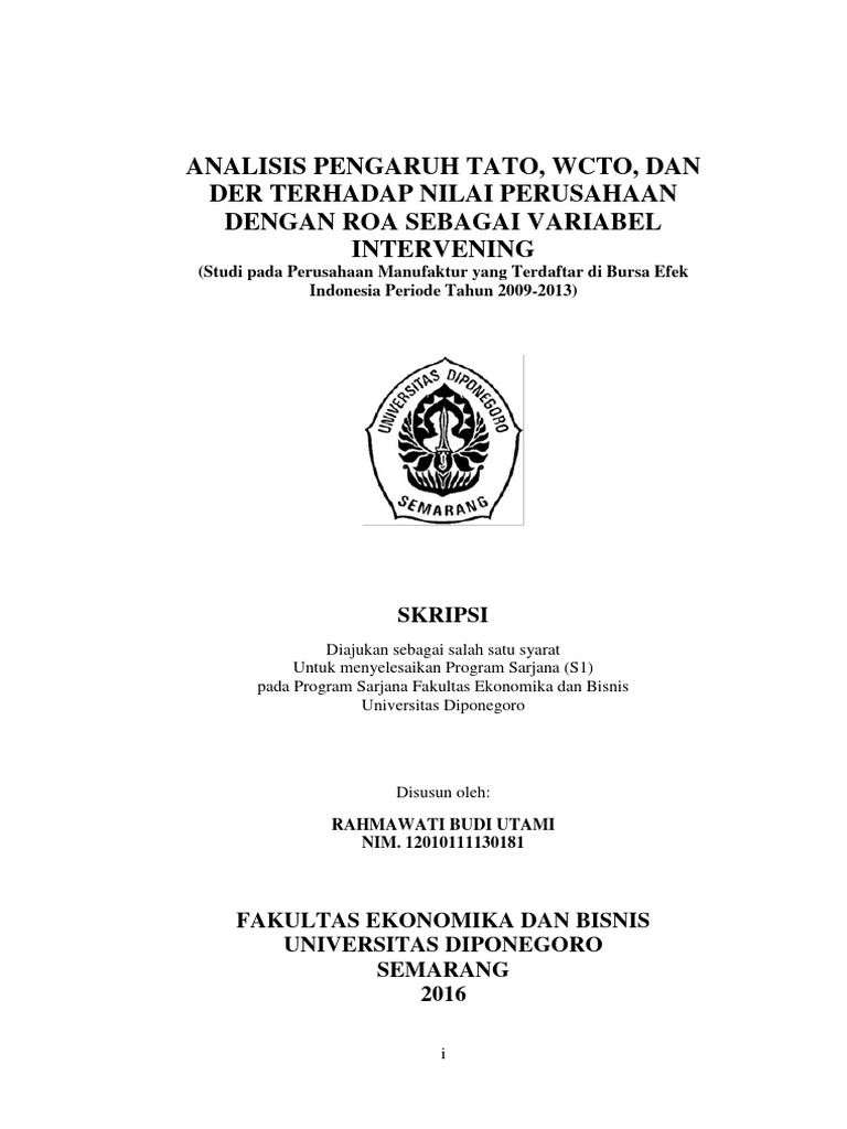 Pengaruh TATO, WCTO, DER terhadap Nilai Perusahaan | PDF | Bisnis