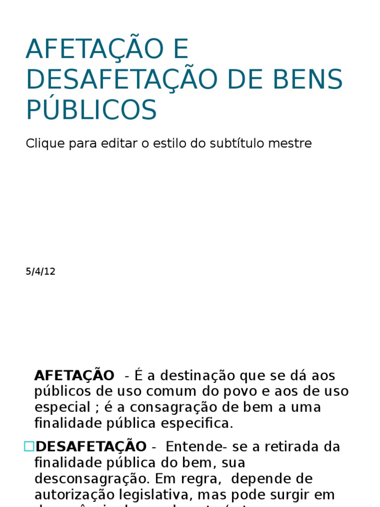Afetação e Desafetação de Bens Públicos | PDF | Águas territoriais ...