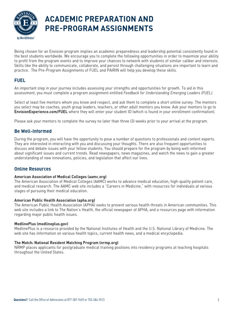 Academic Prep for Envision Programs | PDF | Mentorship | Public Health