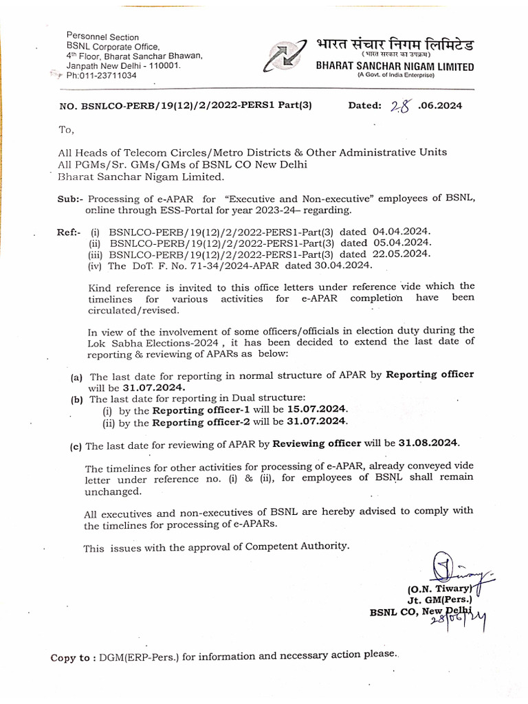 APAR Timeline Extension 2024 PDF