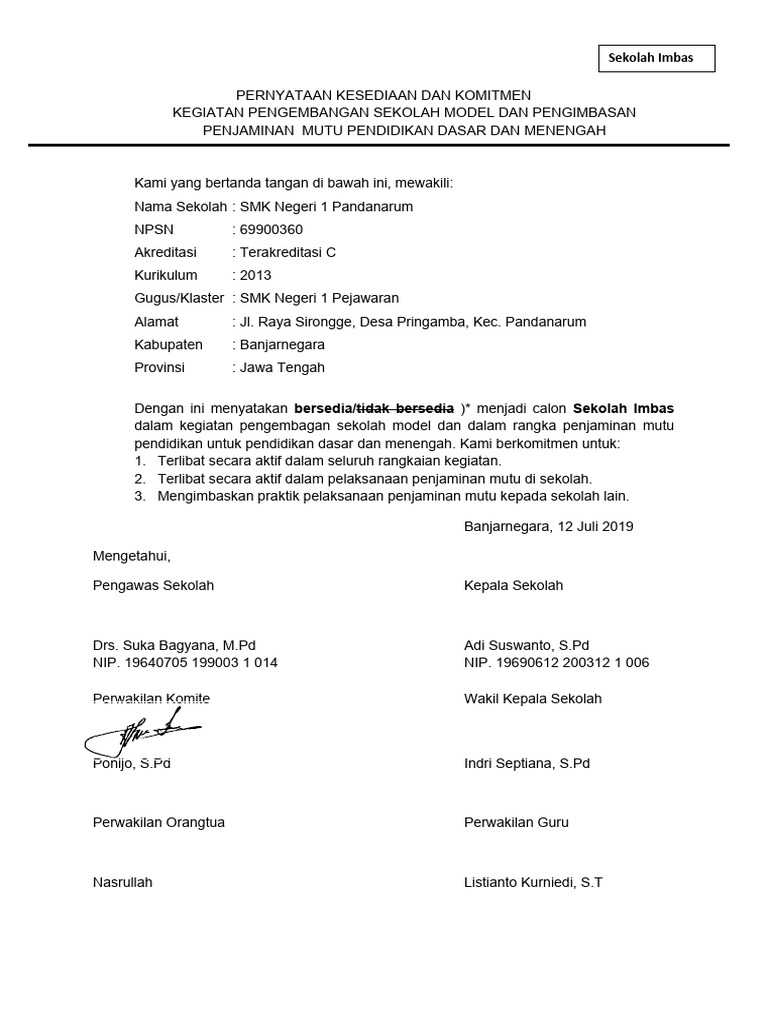Pernyataan sekolah imbas pdf