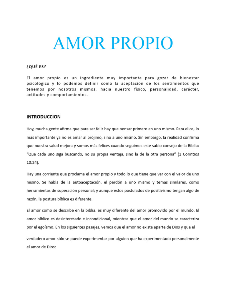 Amor propio según la Biblia | PDF | Amor | Autoestima
