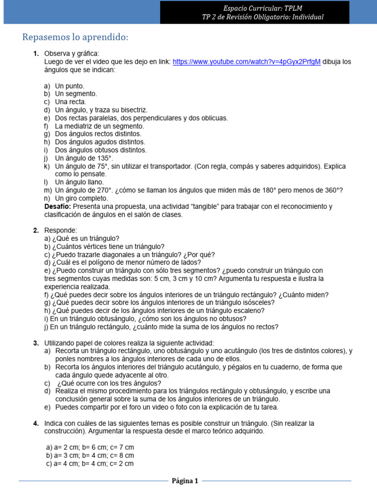 Clase 6 - TPI Individual | PDF | Triángulo | Ángulo