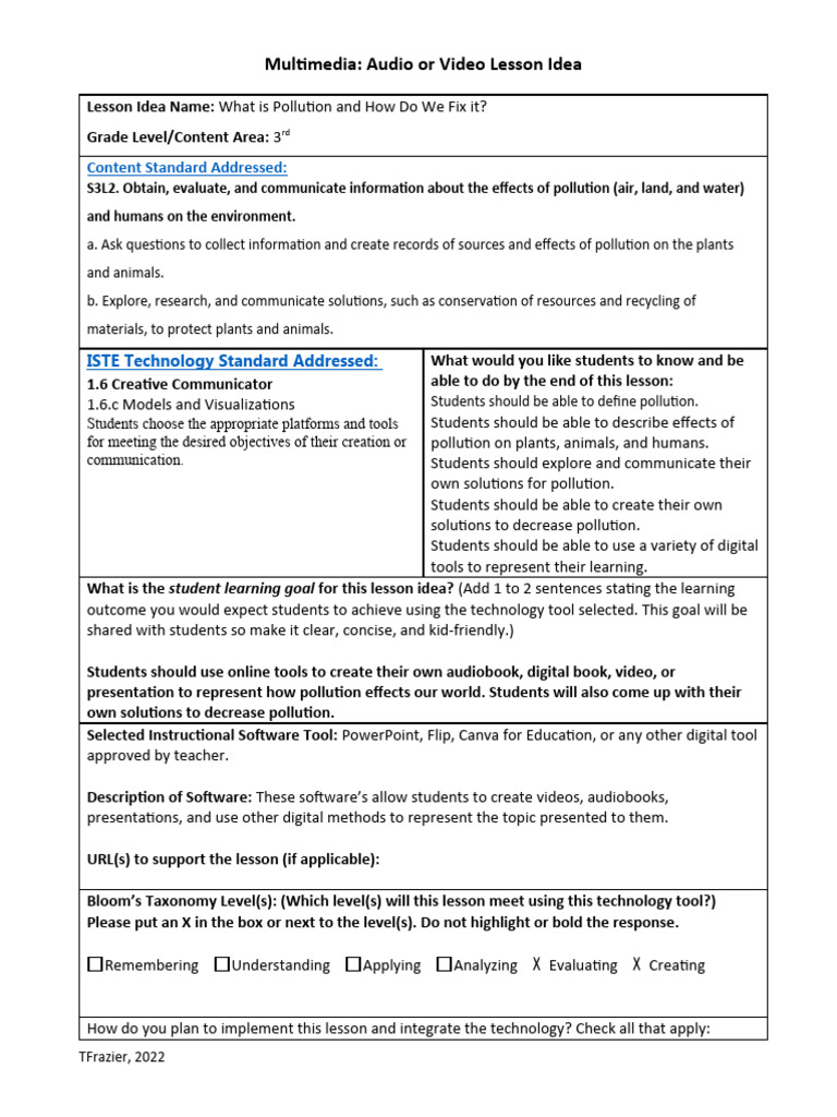 Multimedia Audio or Video Lesson Idea | PDF | Learning | Multimedia