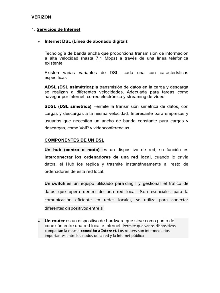 Una Breve Historia de Verizon | PDF | Línea de abonado digital | Red de ...