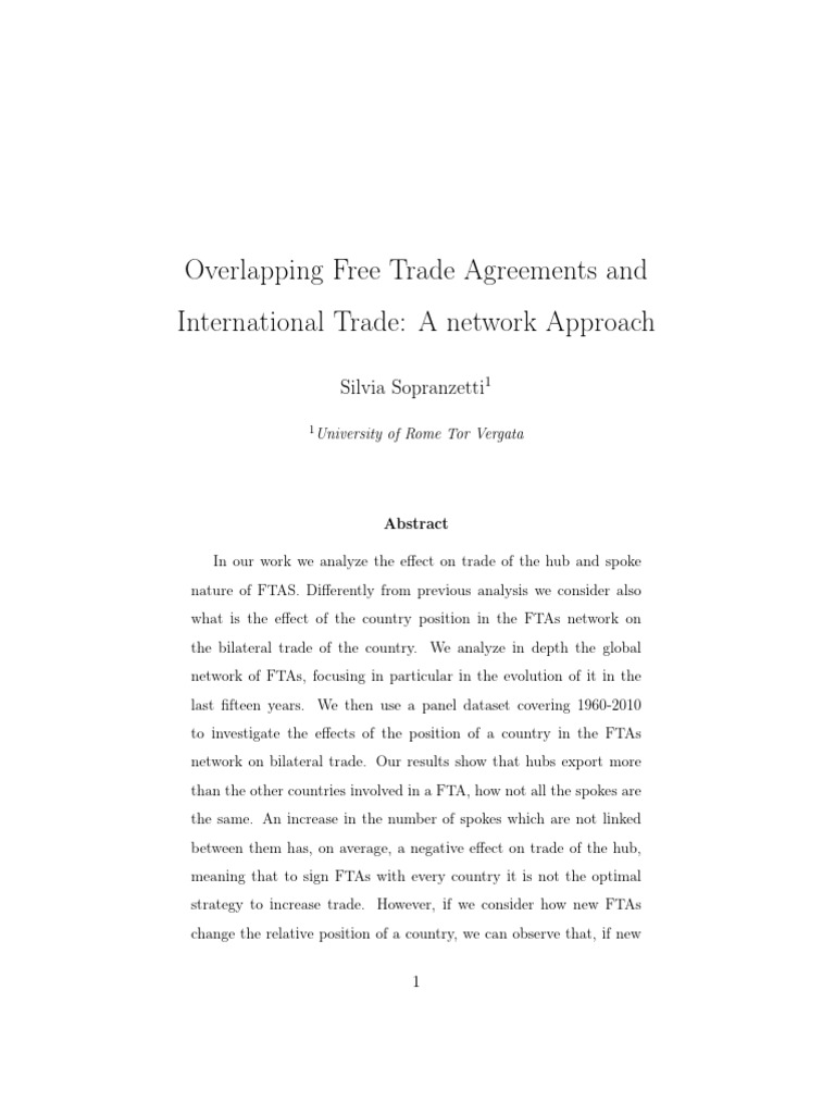 Impact of FTA Networks on Trade | PDF | Fixed Effects Model | Trade ...
