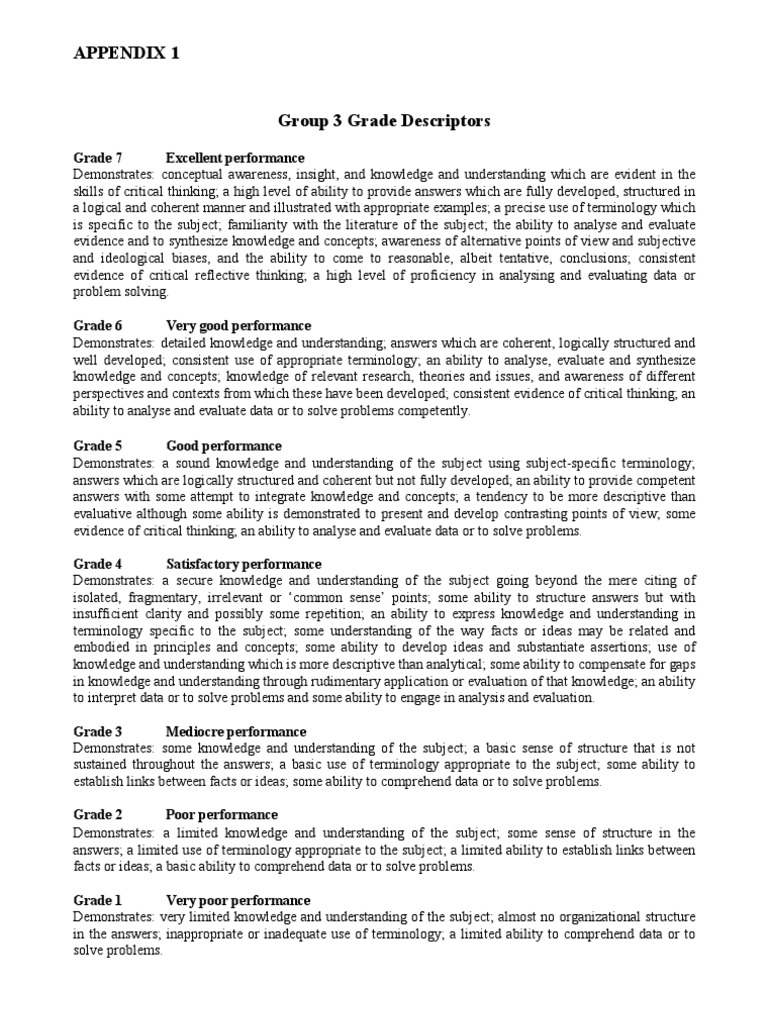 Grade Descriptors Overview | PDF | Career & Growth
