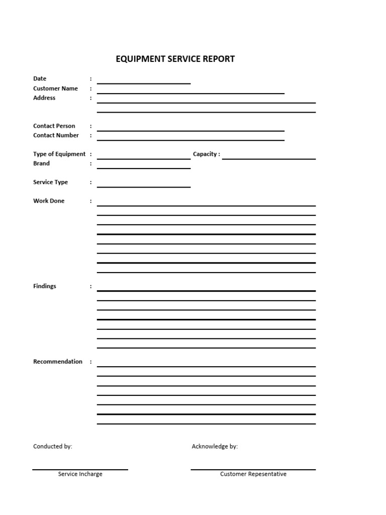 Equipment Service Report Template | PDF
