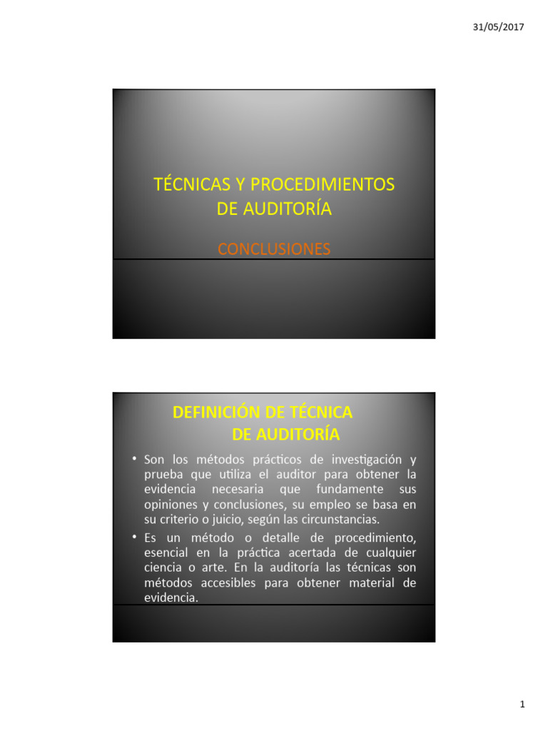Técnicas y Procedimientos de Auditoría | PDF | Auditoría | Contabilidad