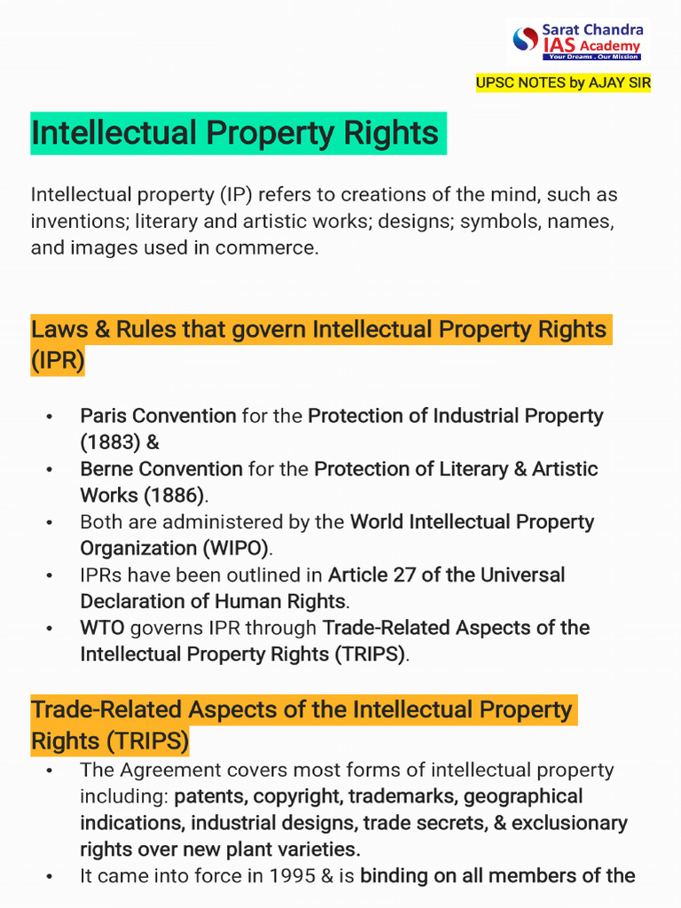 Ipr Notes by Ajay Sir | PDF