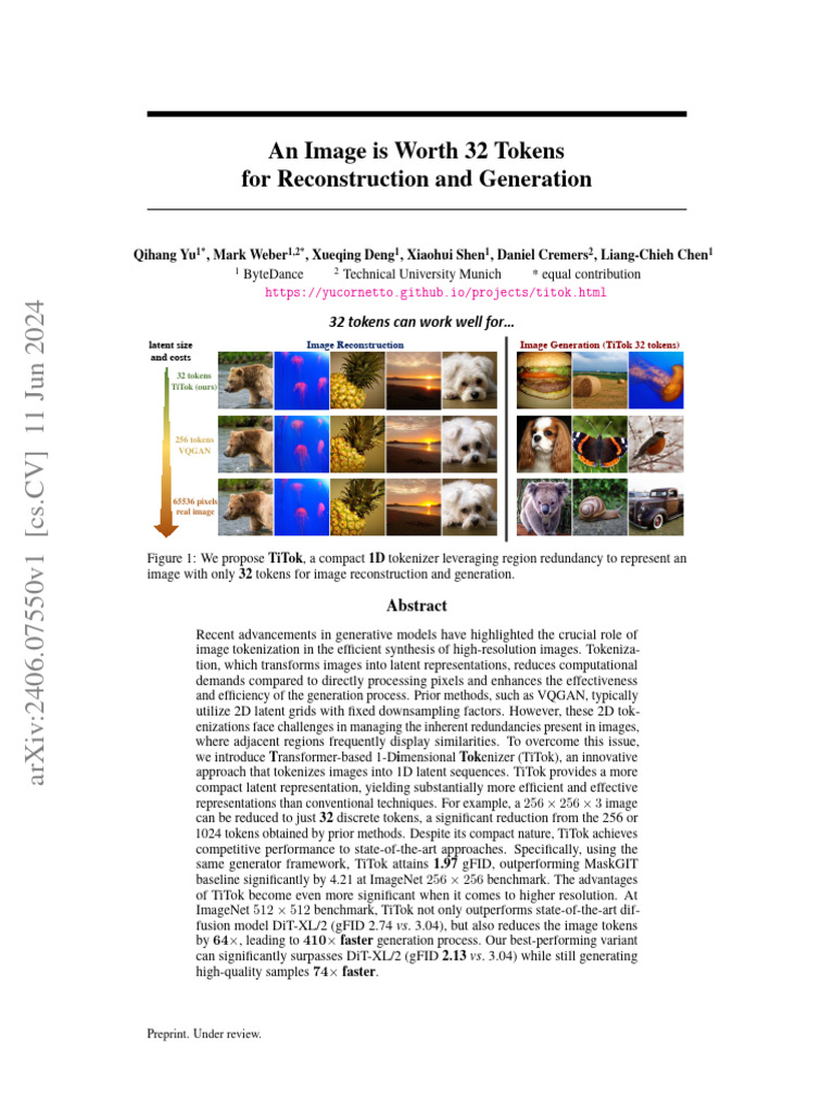 2024 - An Image Is Worth 32 Tokens For Reconstruction and 