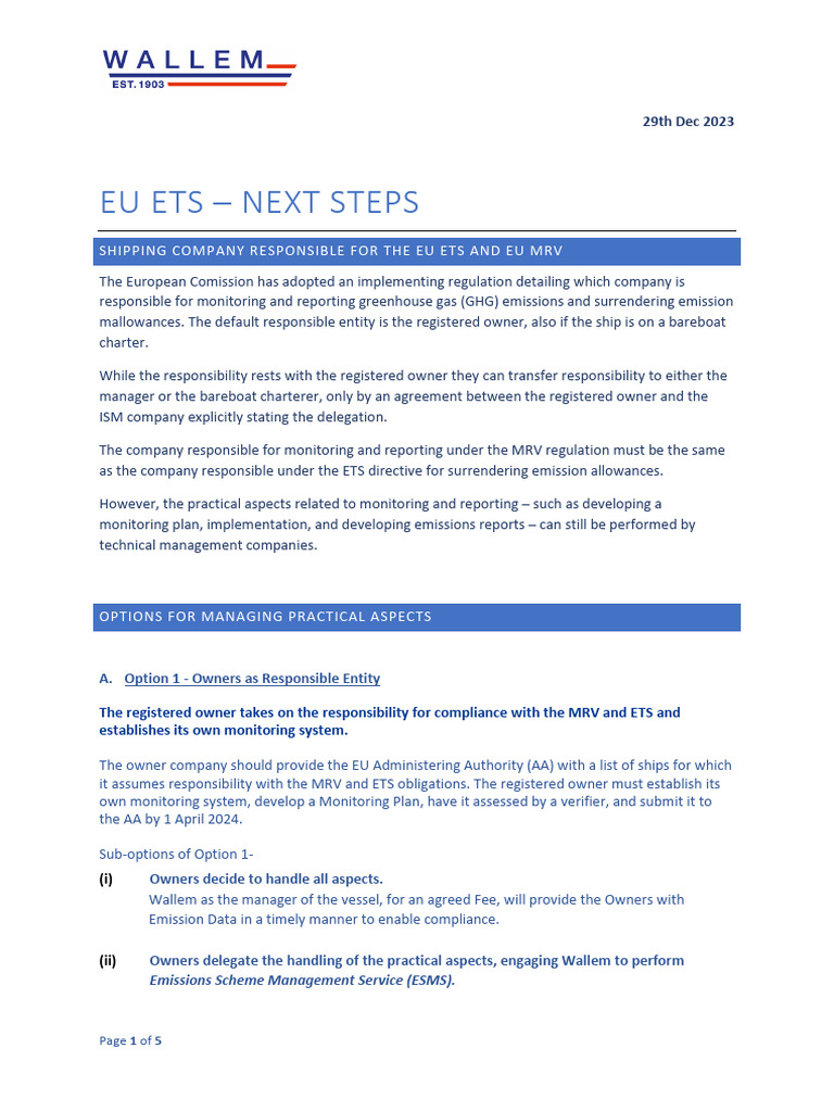 EU ETS Compliance Options for Shipowners | PDF | Emissions Trading ...