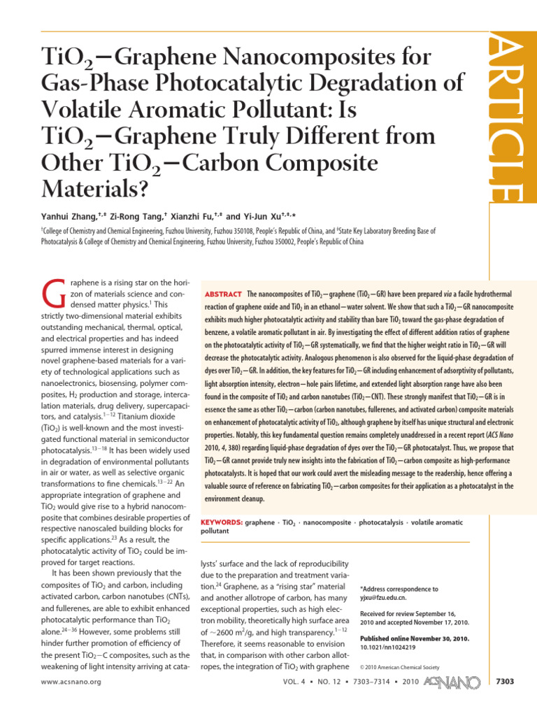 Tio2 Graphene Nanocomposites Pdf Nanocomposite Carbon Nanotube