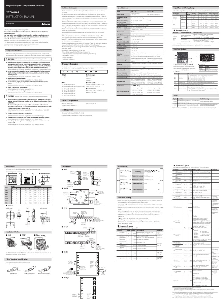 TC Series PID Controller Manual | PDF | Power Supply | Thermocouple