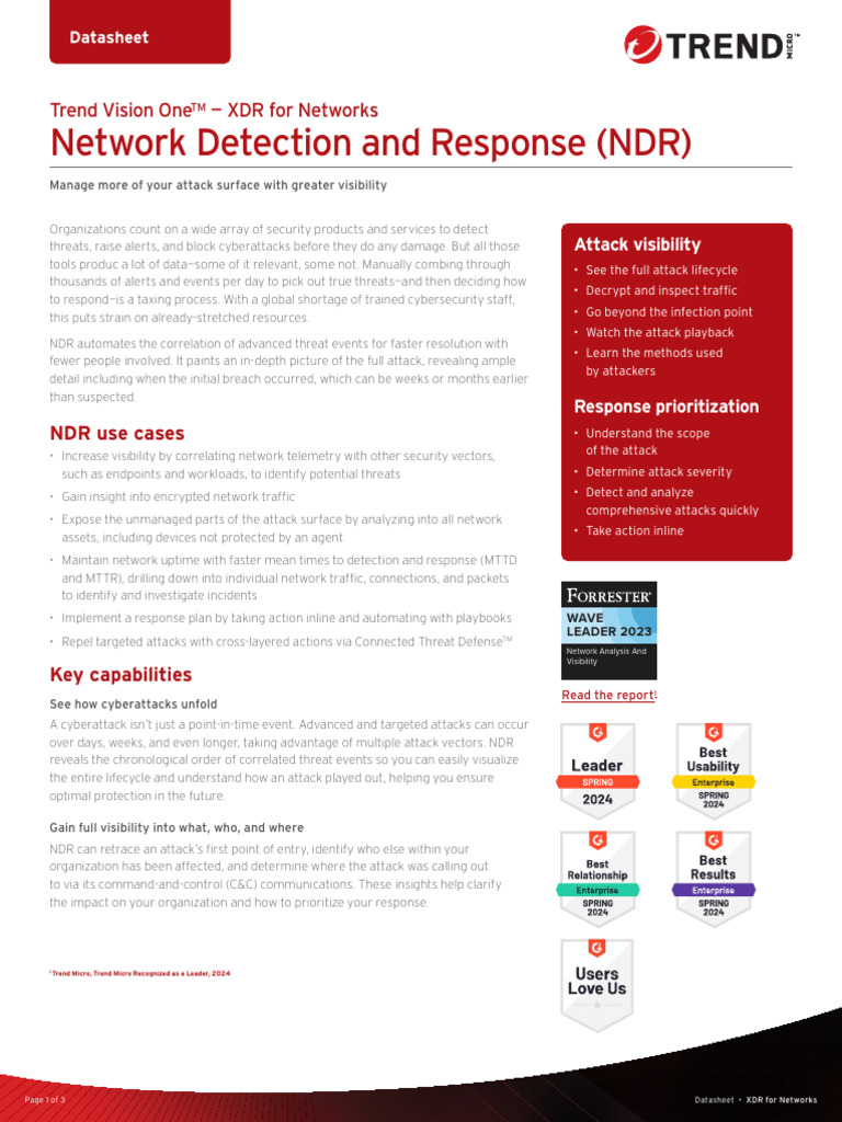 Trend Micro XDR for Networks Datasheet | PDF | Computer Network ...