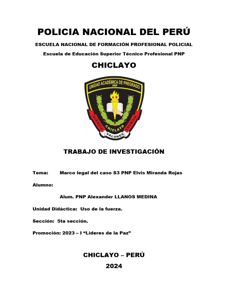 Marco Legal Del Caso S3 PNP Elvis Miranda Rojas | PDF | Policía | Homicidio