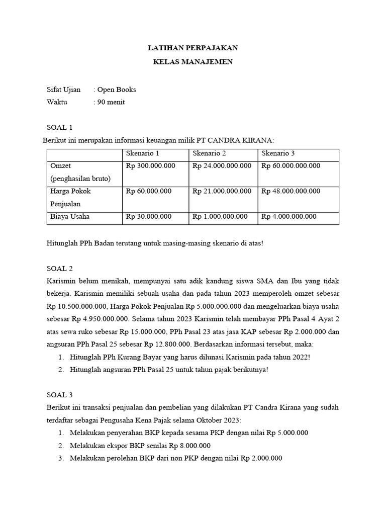 Latihan Perpajakan 2024 | PDF