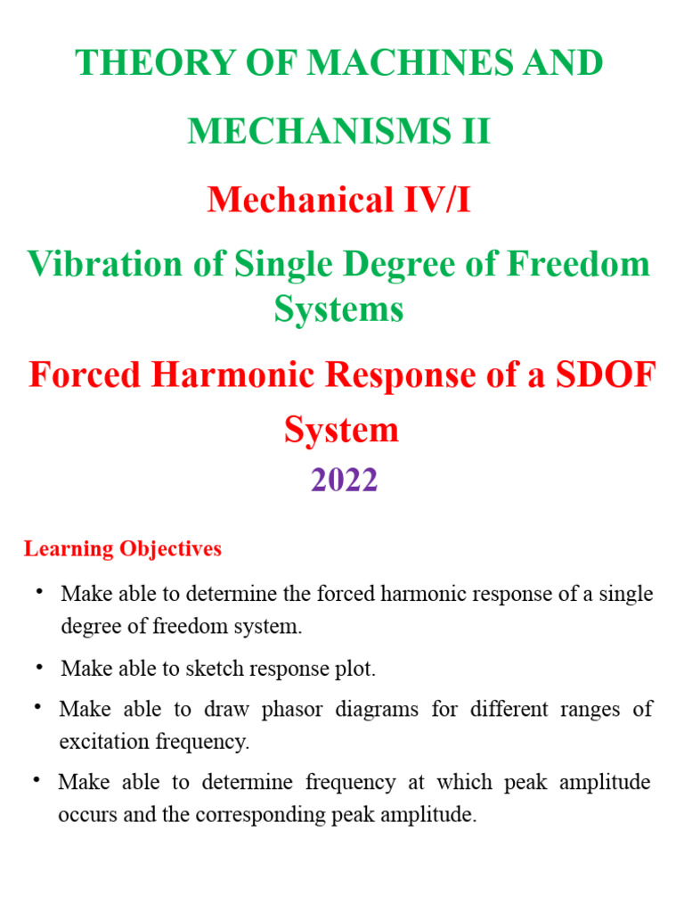 Forced Harmonic Response of SDOF Systems | PDF | Mechanics | Classical ...