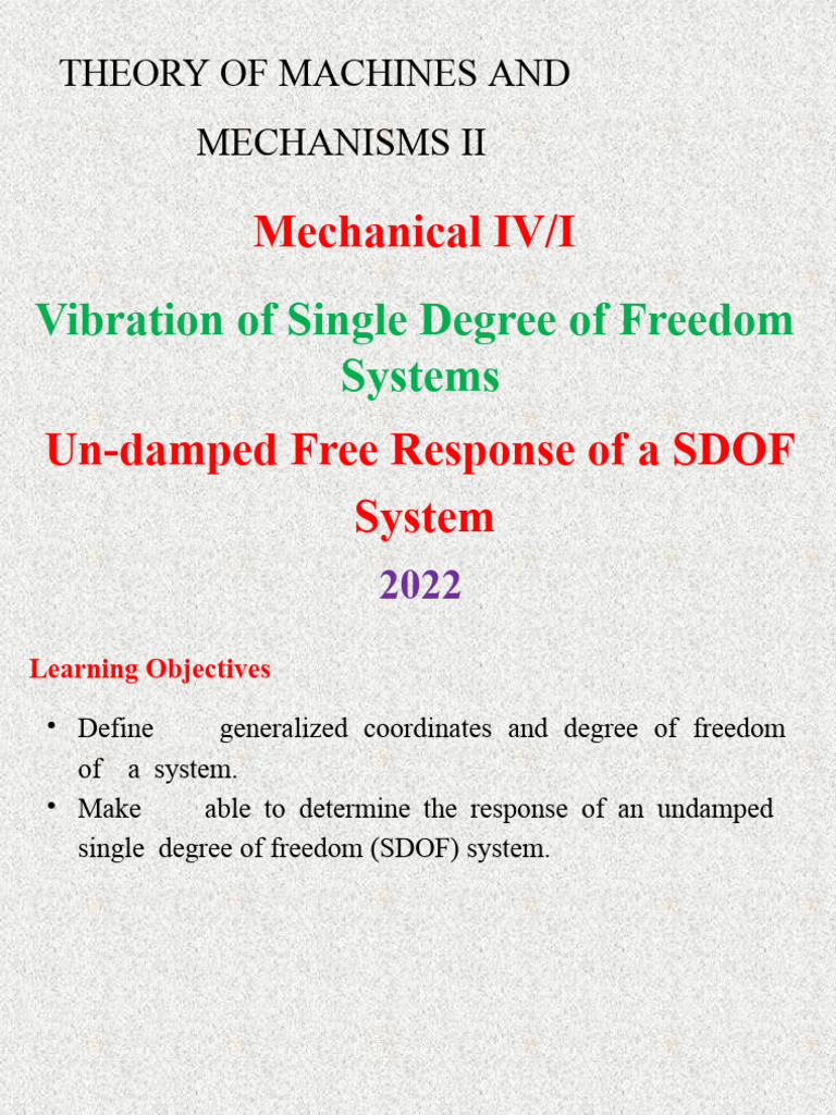 SDOF System Vibration Analysis Guide | PDF | Oscillation | Classical ...