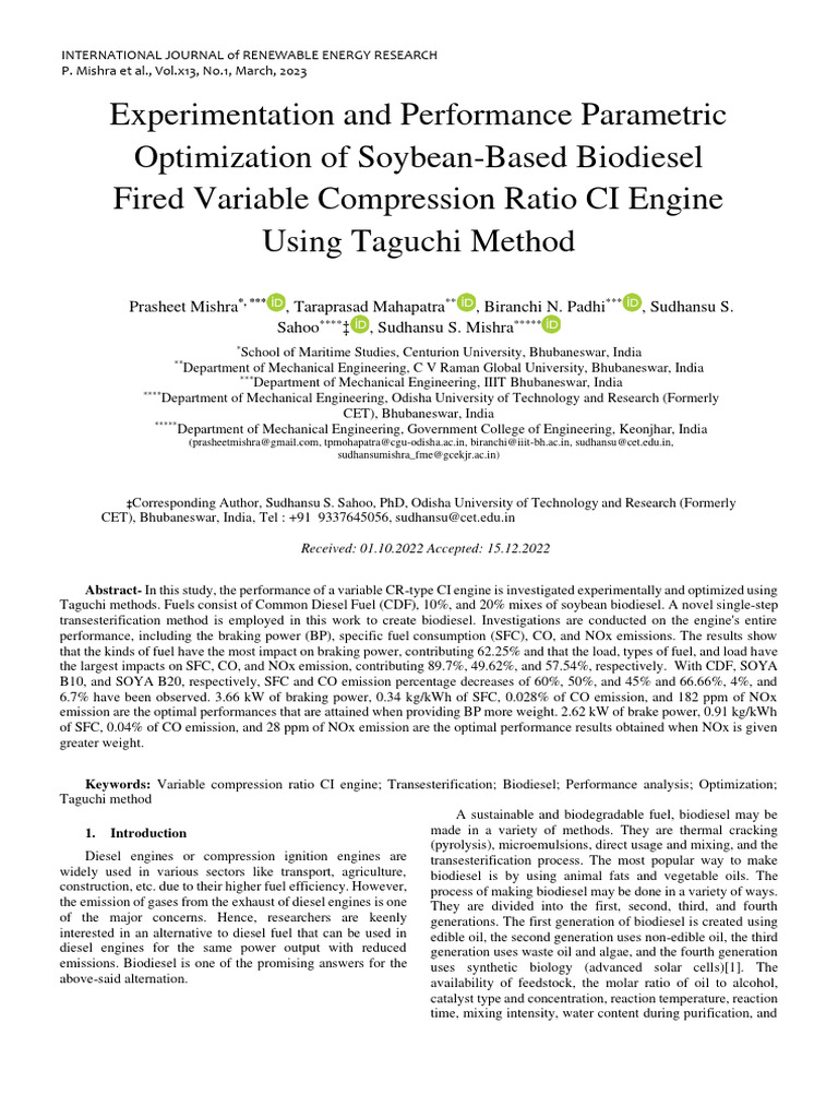 Soybean Biodiesel Engine Optimization | PDF | Biodiesel | Diesel Engine