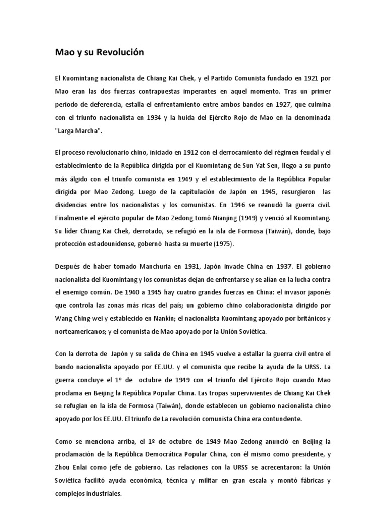 La Revolución China de Mao Zedong | PDF | Partido Comunista de China ...