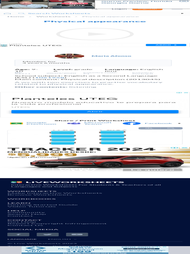 Physical Appearance Interactive Worksheet Live Worksheets Pdf