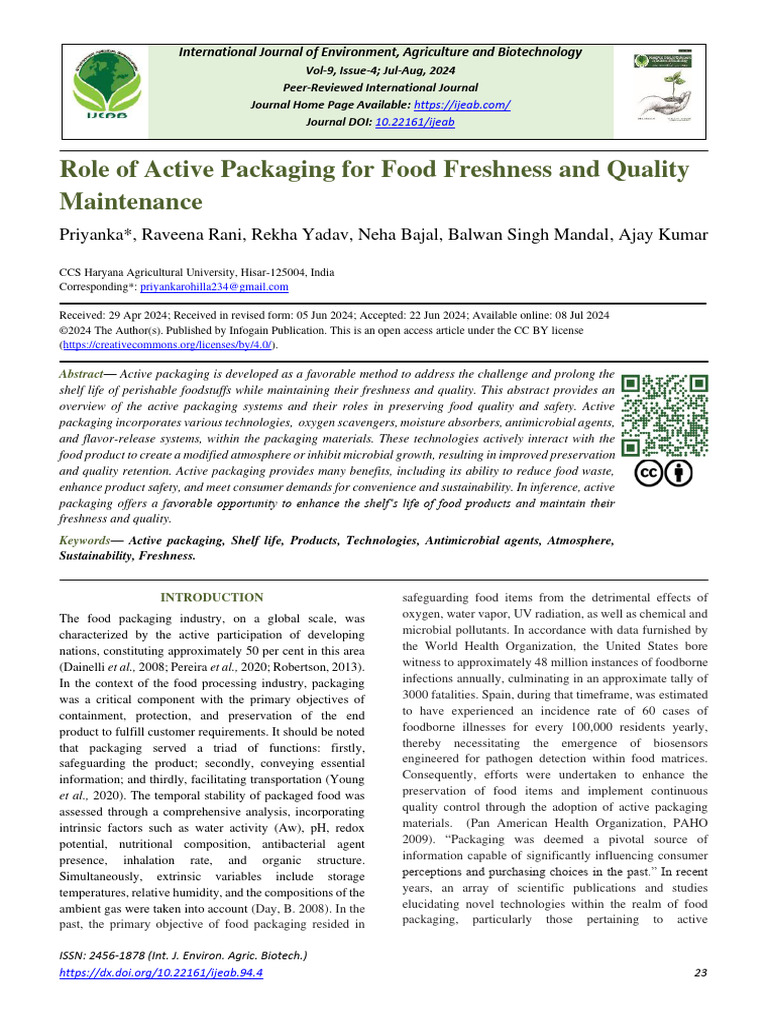 Active Packaging for Food Quality Preservation | PDF | Polyethylene ...