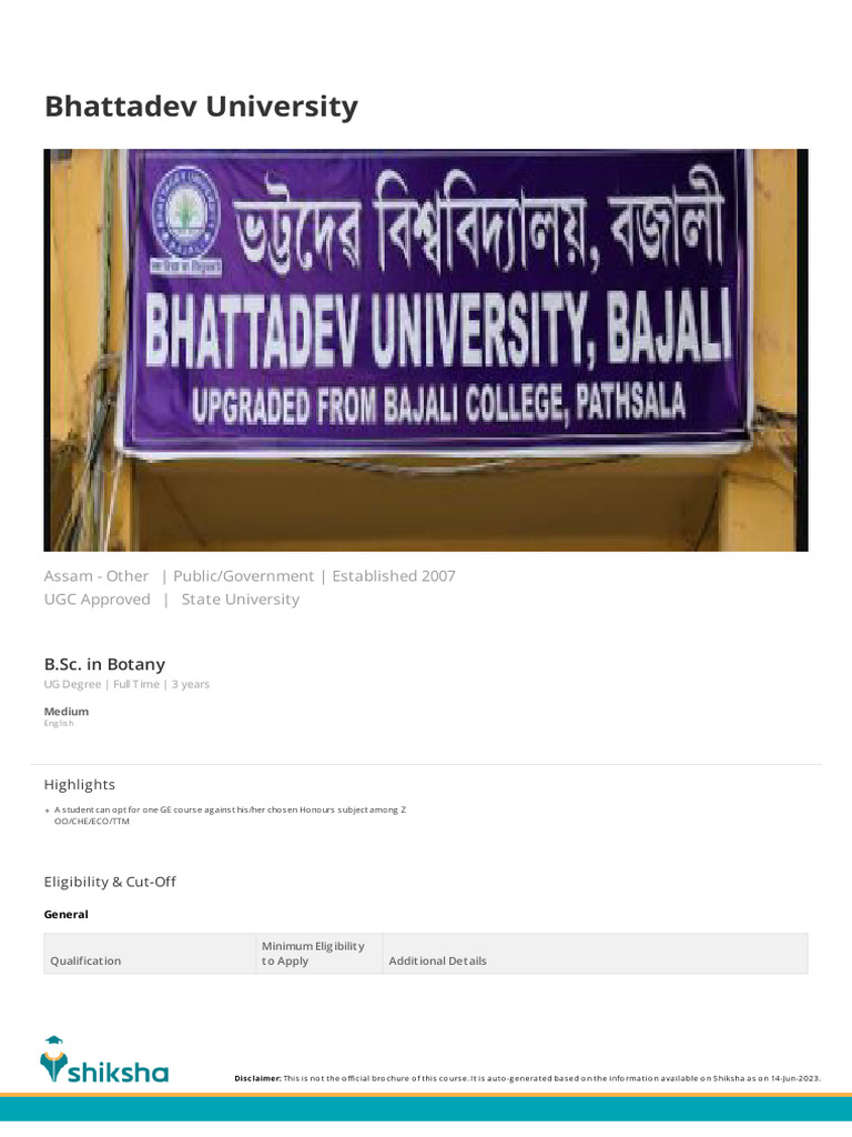 Bhattadev University | PDF | Educational Stages