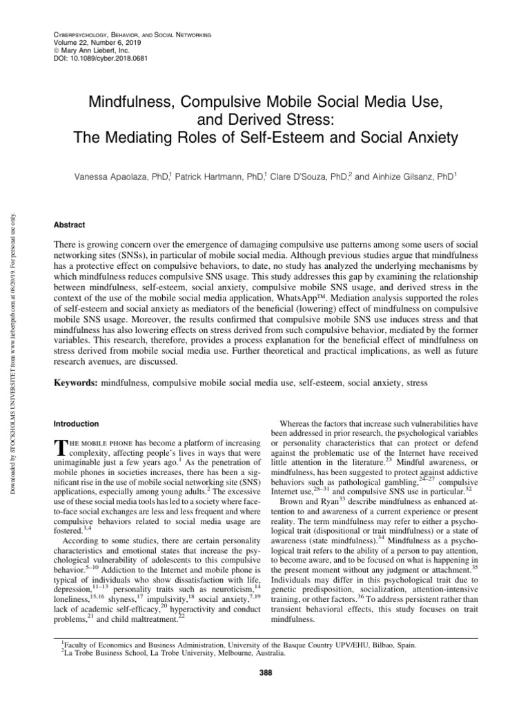 Mindfulness and Compulsive Social Media Use | PDF | Self Esteem ...