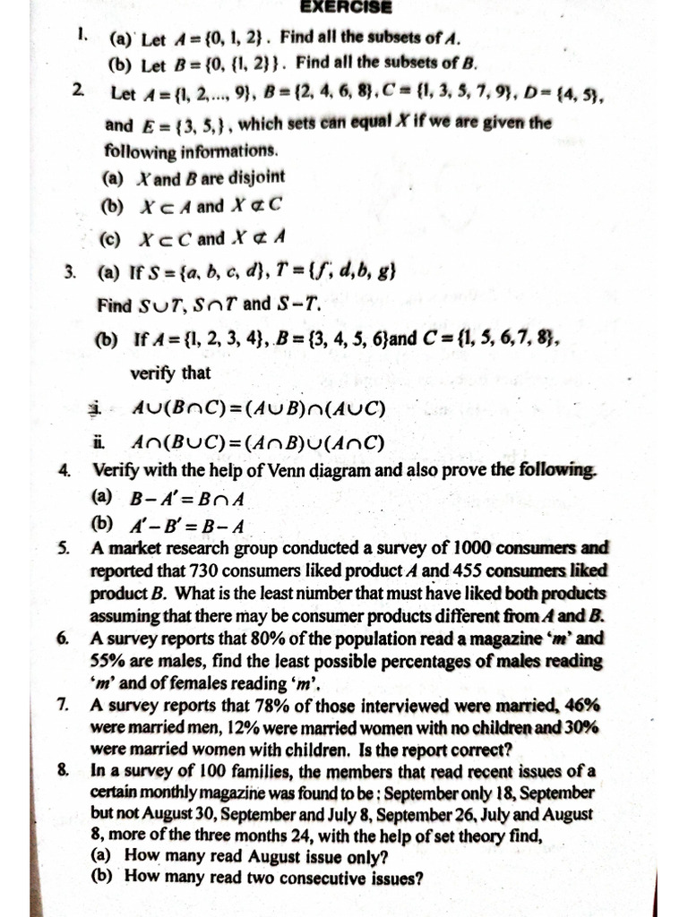 Set Theory Excercise | PDF
