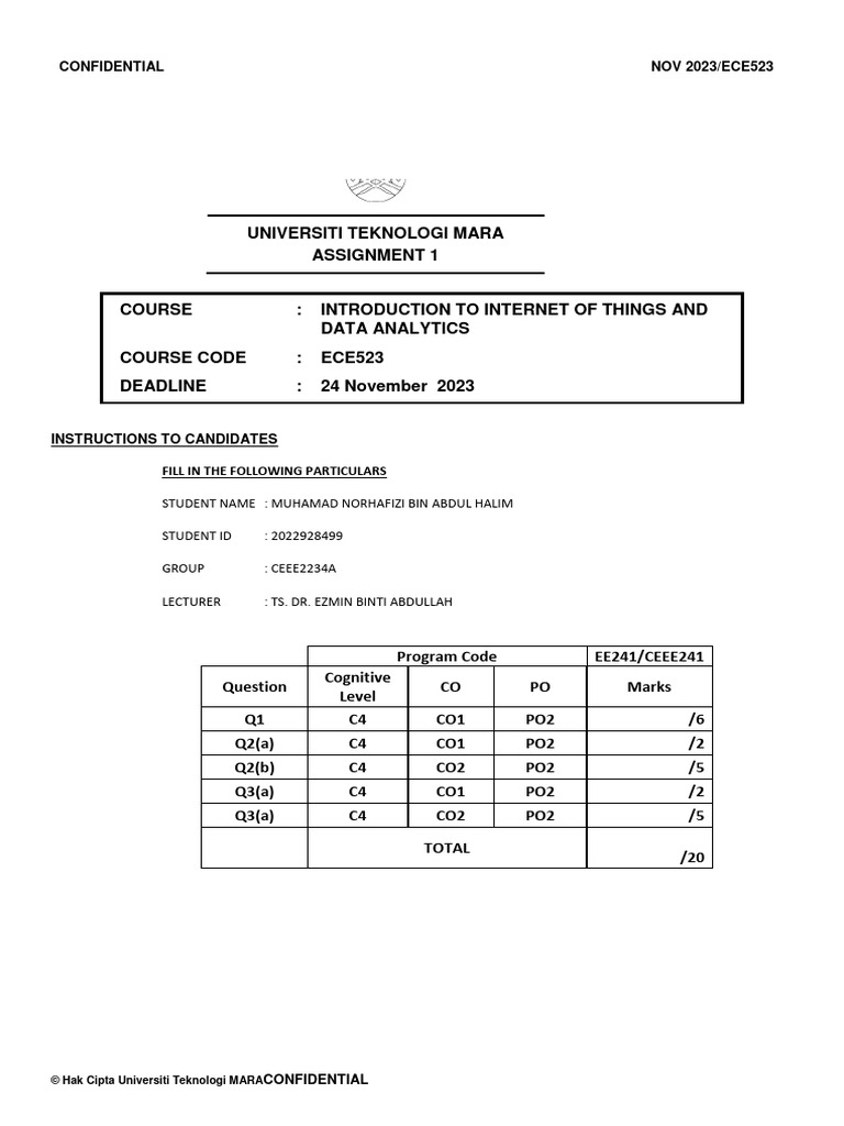 Assignment 1 Ece 523 Introduction To Iot Pdf World Wide Web