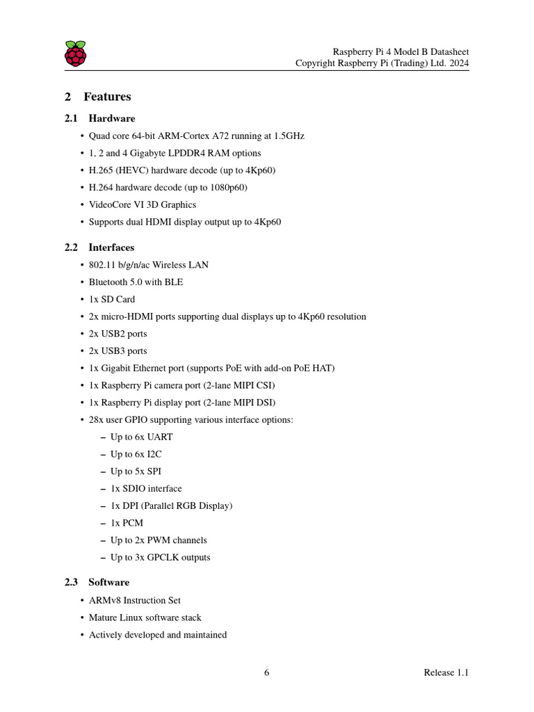 Raspberry Pi 4 Datasheet