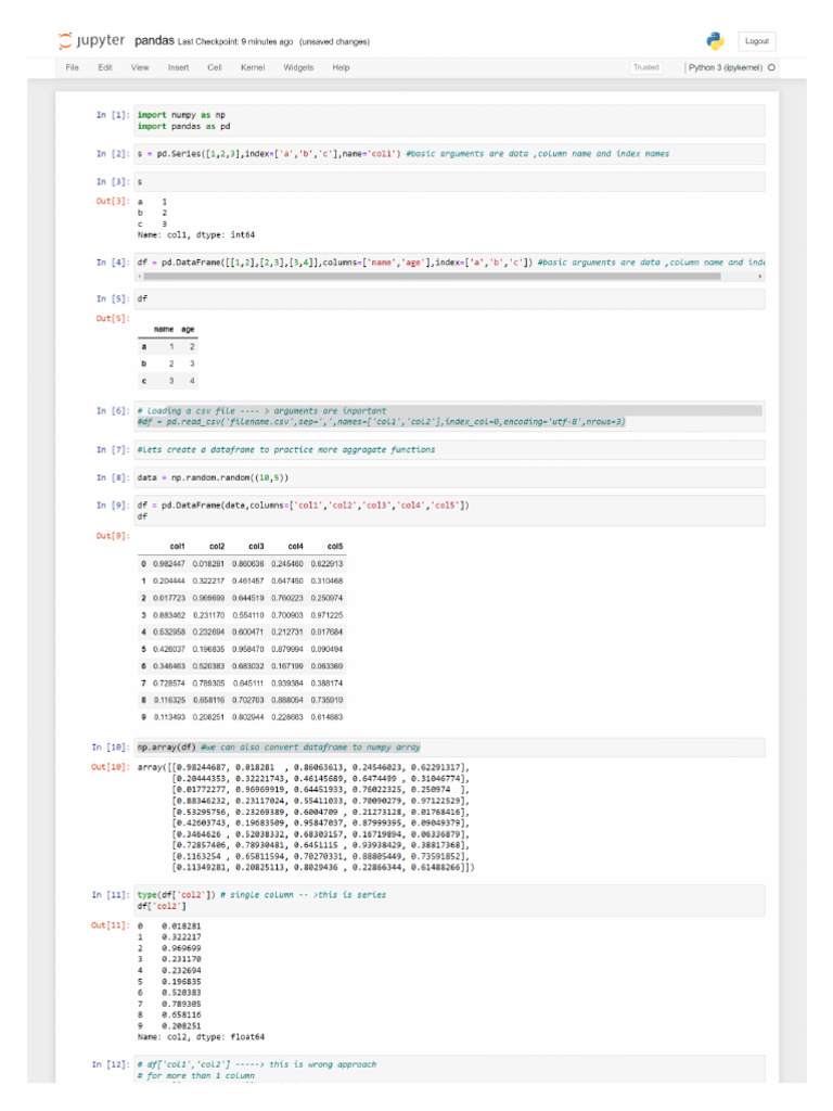 Pandas cheatsheet pdf