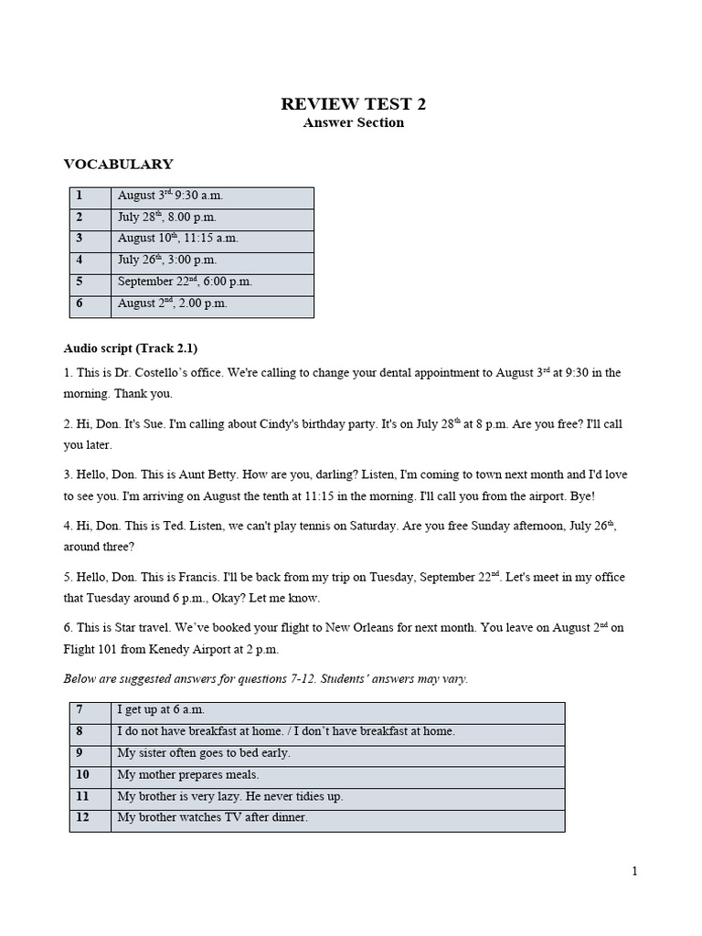 Key - Review Test 2 | PDF