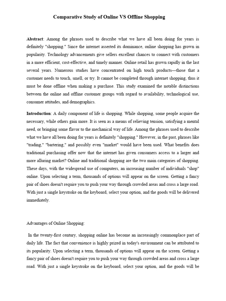 Comparative Study of Online VS Offline Shoping | PDF | Online Shopping ...
