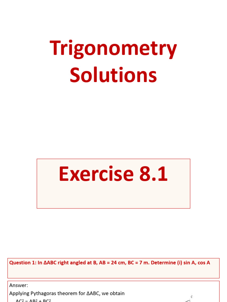 Trigonometry Exercise 8.1 Solutions | PDF | Trigonometry ...
