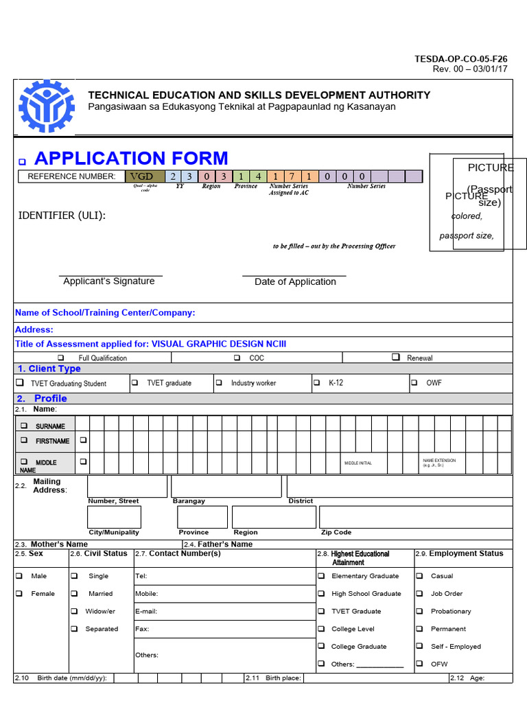 TESDA Visual Graphic Design Assessment Form | PDF | Audit | Internal Audit