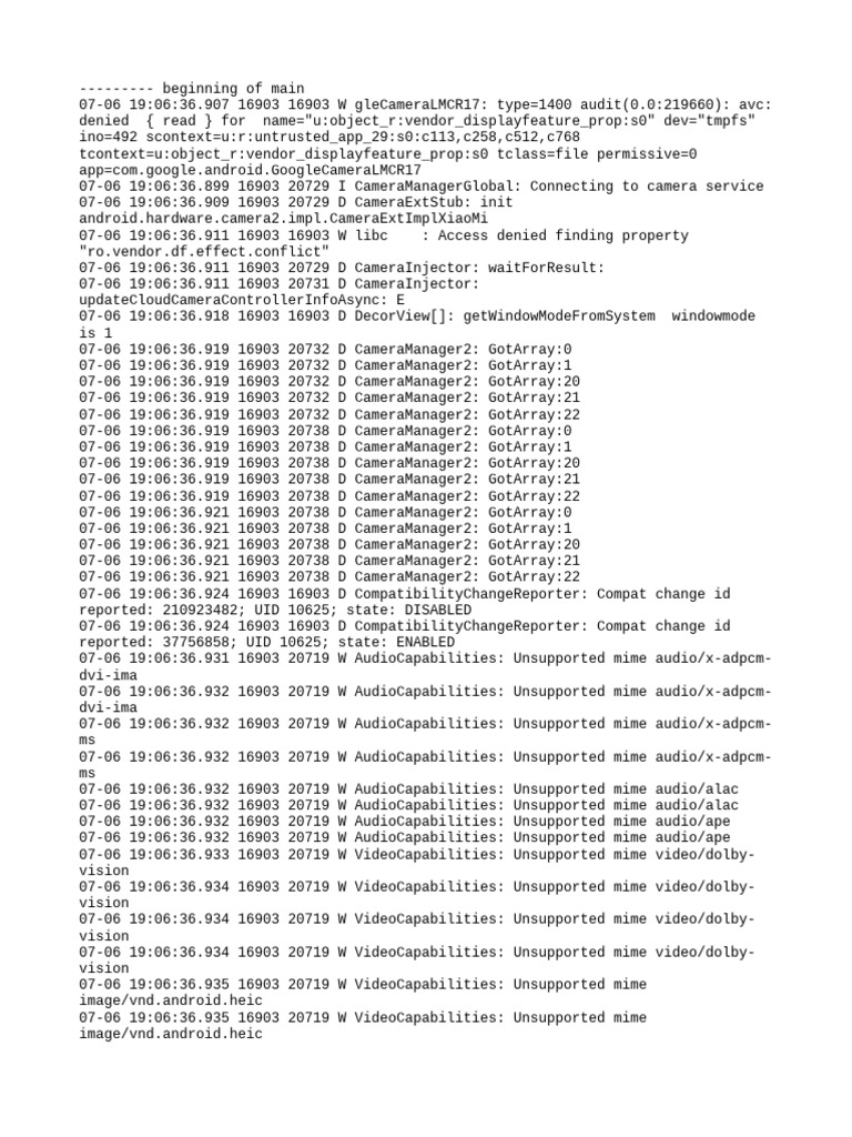 Camera Service Logs and Errors Analysis | PDF | Computing | Software