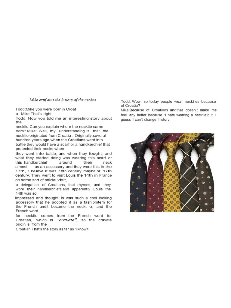 History of the Necktie: Croatian Origins | PDF