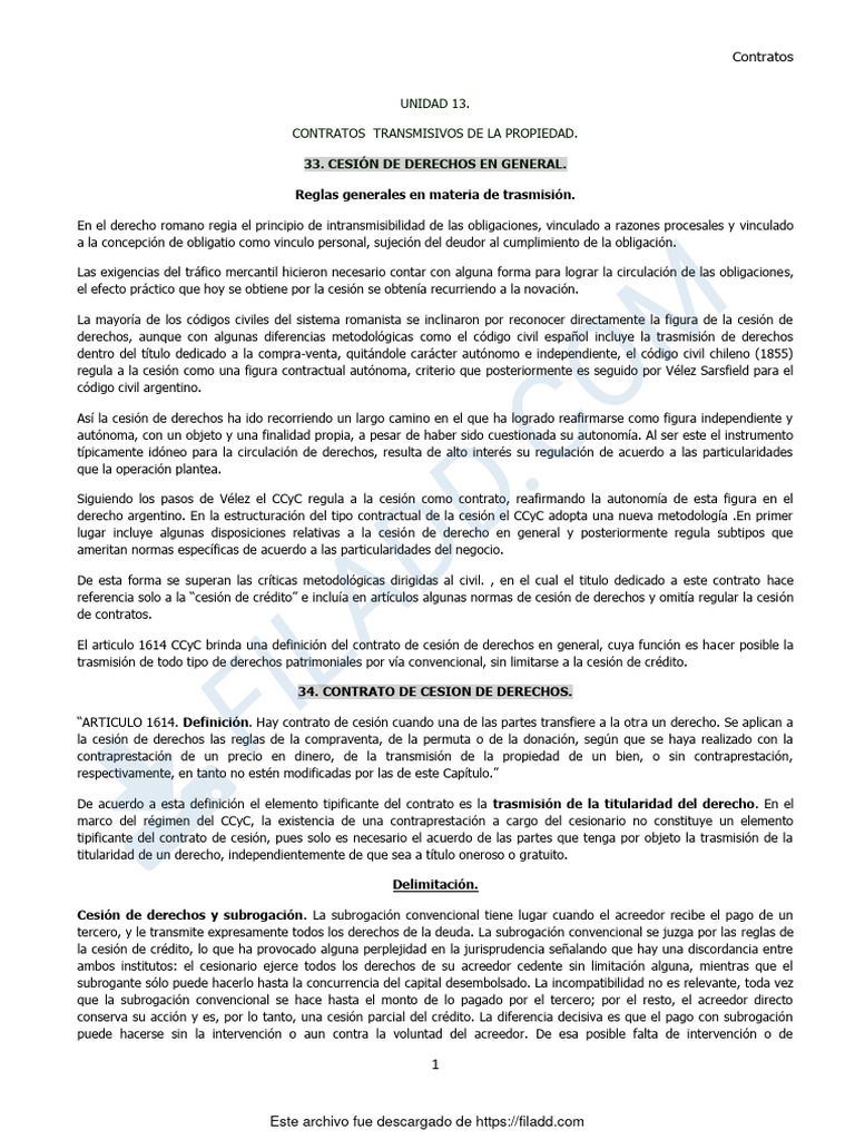Contratos U13 | PDF | Herencia | Subrogación
