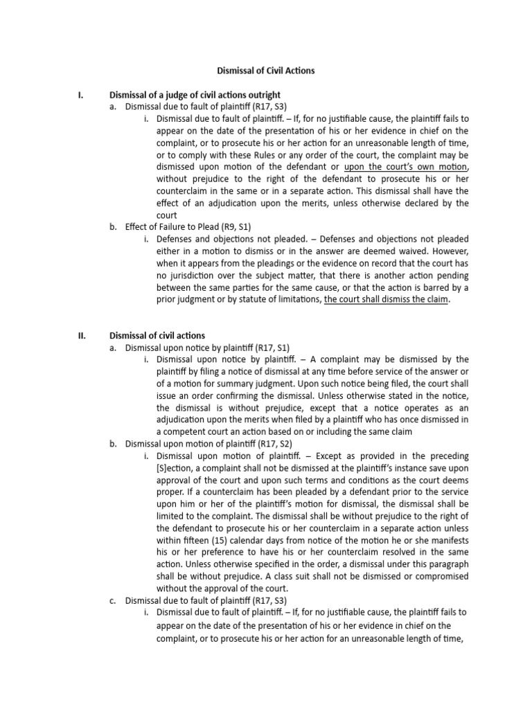 Civil Action Dismissal Procedures Explained | PDF | Lawsuit | Complaint