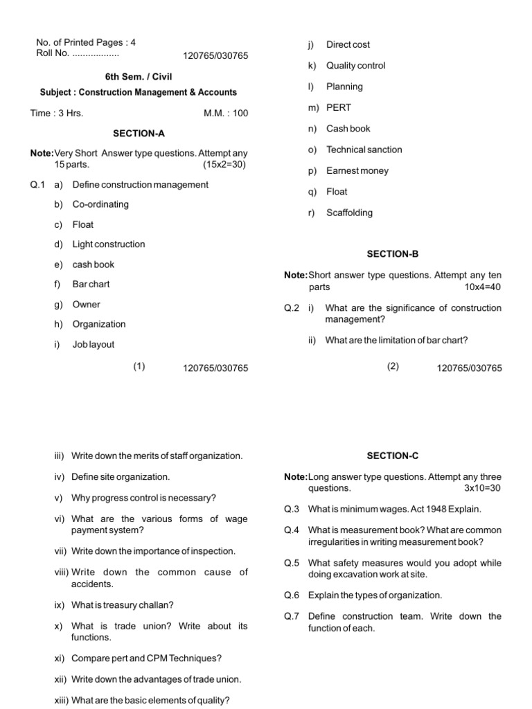 Construction Management Exam Guide | PDF | Business | Economies