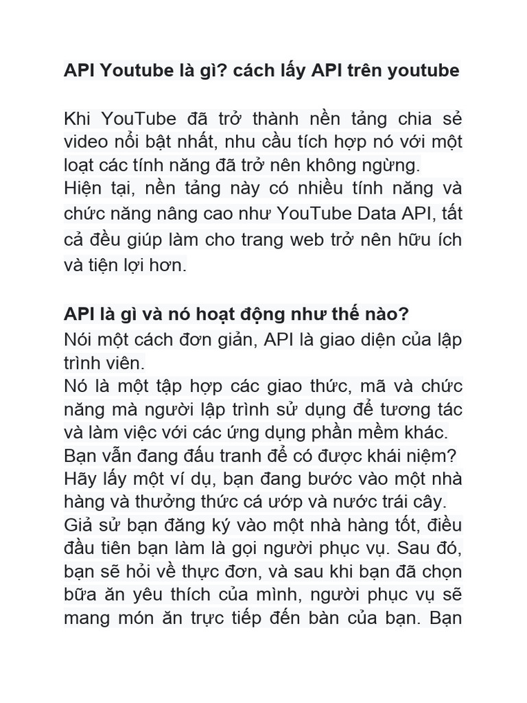 API Youtube là gì-cách lấy API trên youtube | PDF