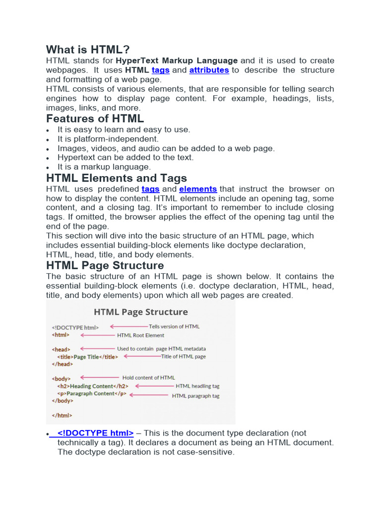 What Is HTML | PDF | Html | Html Element